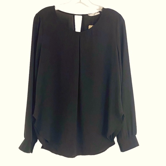 LUSH Black Flowy Collarless Blouse Women Size Small - HSH1353 - Picture 1 of 6